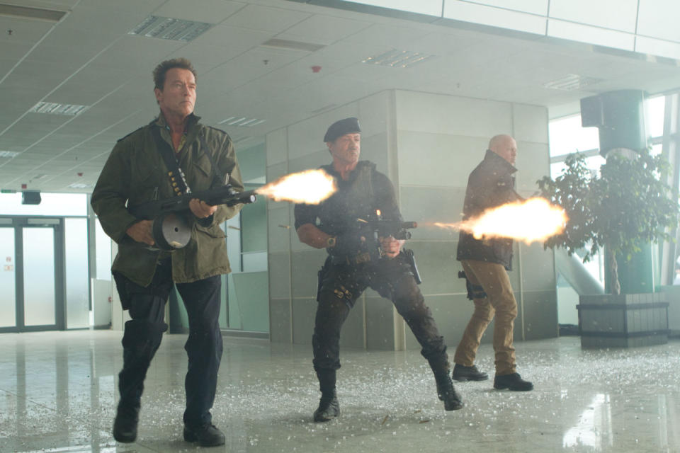 Old action stars assemble in 'The Expendables 2' (credit: Lionsgate)