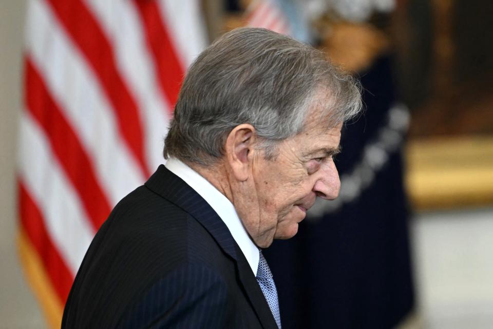 Paul Pelosi attends the Presidential Medal of Freedom ceremony in the East Room of the White House in Washington, DC, on May 3, 2024.