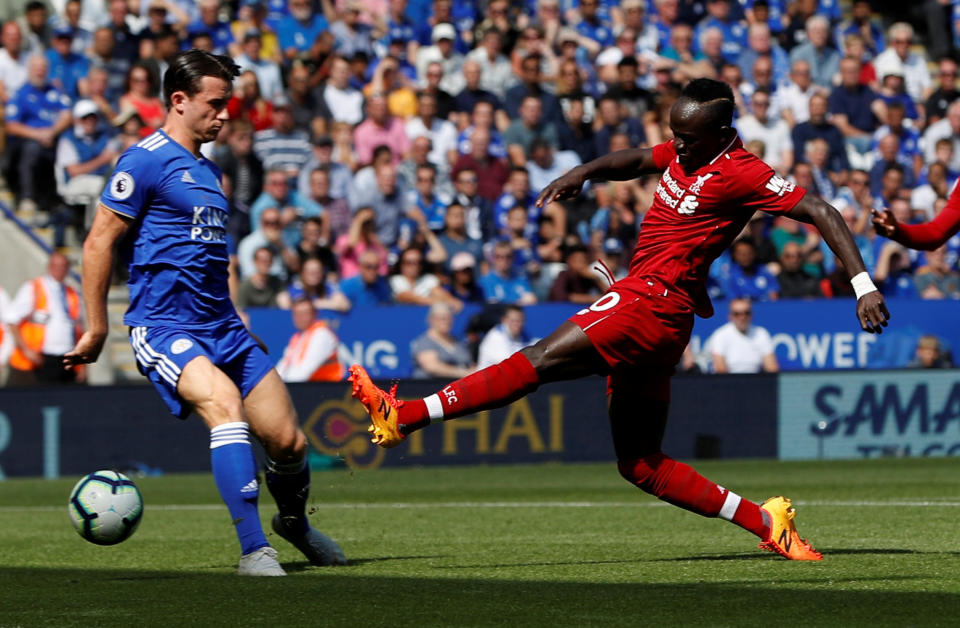 Sadio Mane scores Liverpool’s first goal at Leicester