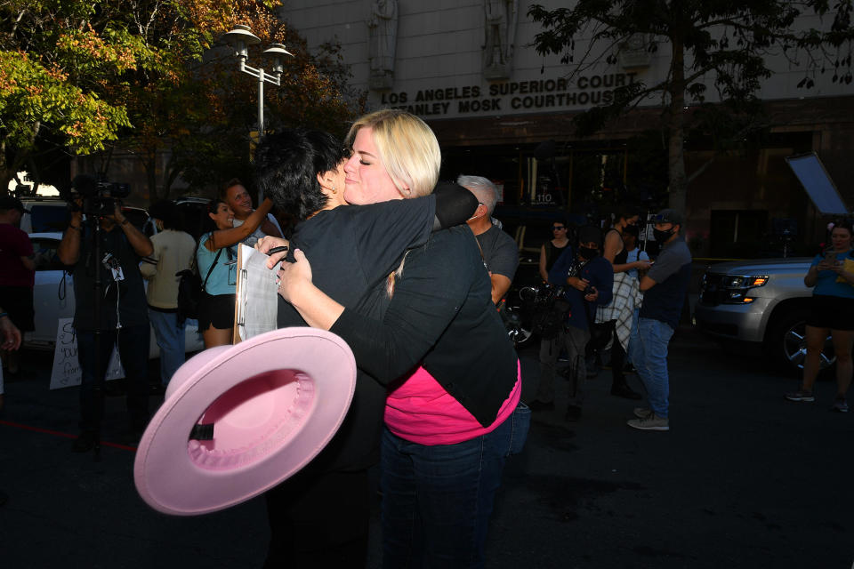 britney spears fans embrace outside the courtroom 