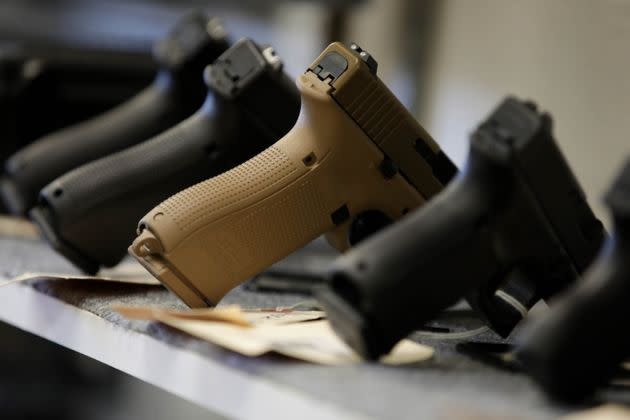 Weapons on display at a gun shop in Manassas, Virginia. Gun and ammunition sales in the U.S. have skyrocketed as the coronavirus pandemic spread across the country. (Photo: Yasin Ozturk / Anadolu Agency via Getty Images)