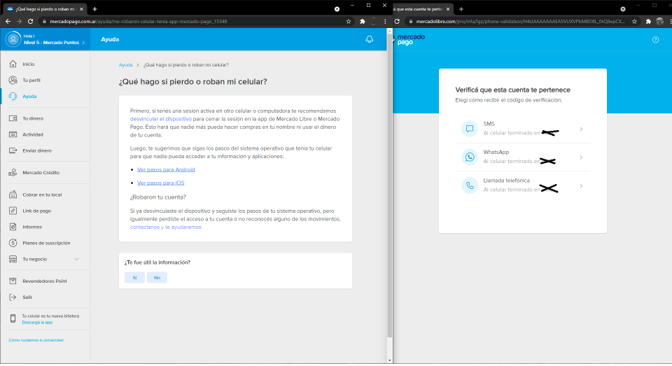 Si te roban el celular hay que bloquear la cuenta de Mercado Pago desde el sitio web 