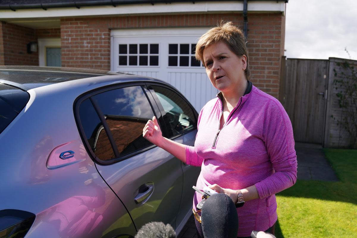 Nicola Sturgeon outside her home <i>(Image: PA)</i>