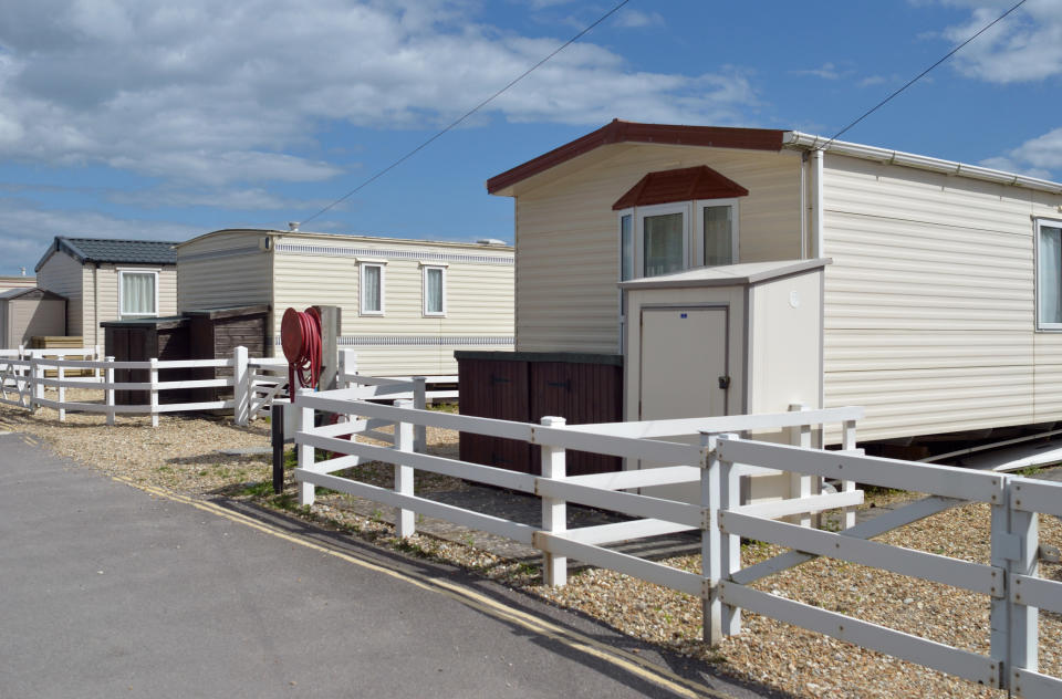 a row of mobile homes