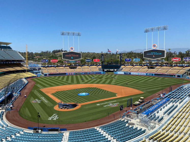 APRIL 14, 2022: Dodger Stadium before the team's home opener.