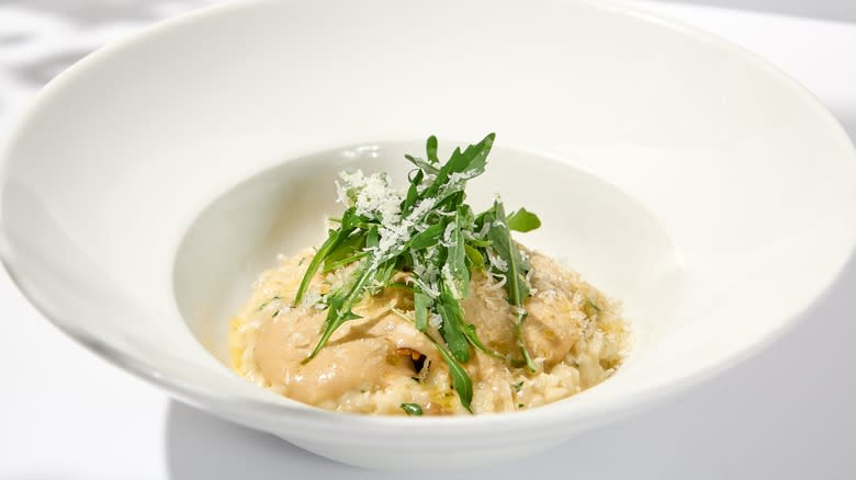 Risotto in a white bowl