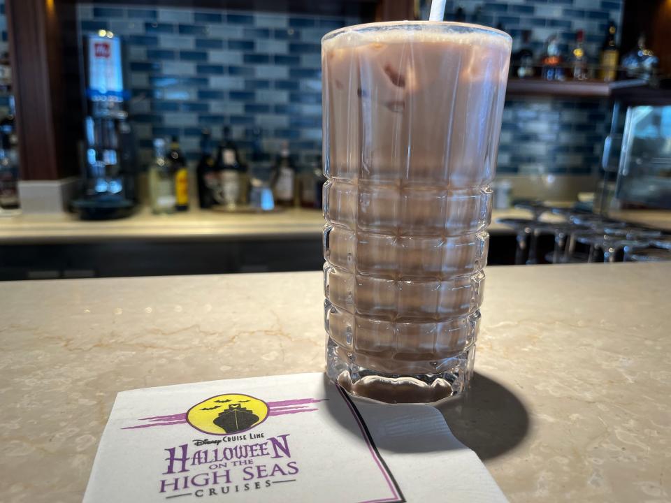 specialty coffee drink on a bar on a cruise ship