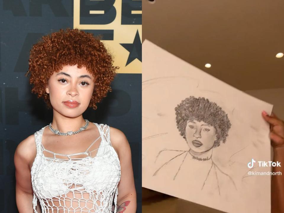 Ice Spice and North West’s drawing of her (Getty / TikTok)