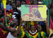 Cameroon fans during the African Cup of Nations 2022 group A soccer match between Cape Verde and Cameron at the Olembe stadium in Yaounde, Cameroon, Monday, Jan. 17, 2022. (AP Photo/Themba Hadebe)