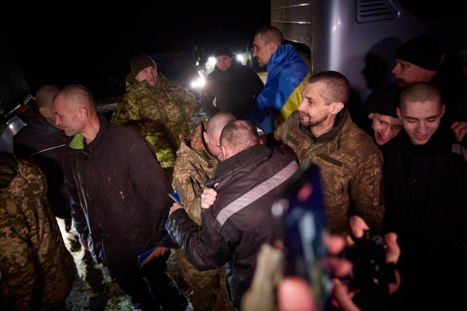 Ukrainians after they're released in a prisoner exchange with Russia.