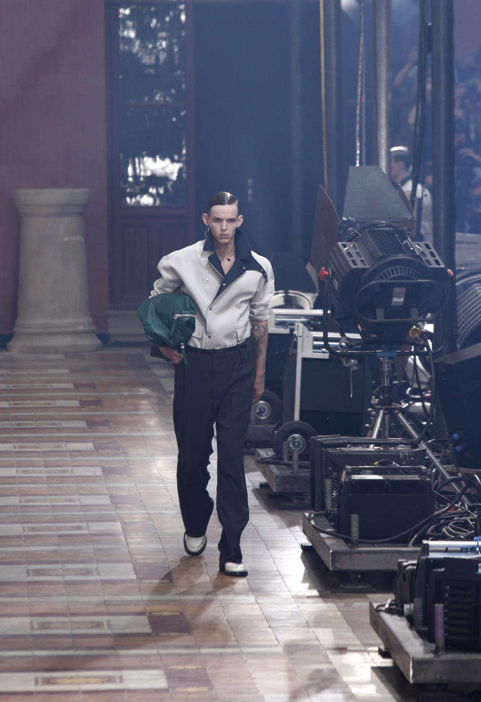 A model wears a creations for Lanvin's Spring-Summer 2014 men's collection presented Sunday, June 30, 2013 in Paris. (AP Photo/Thibault Camus)