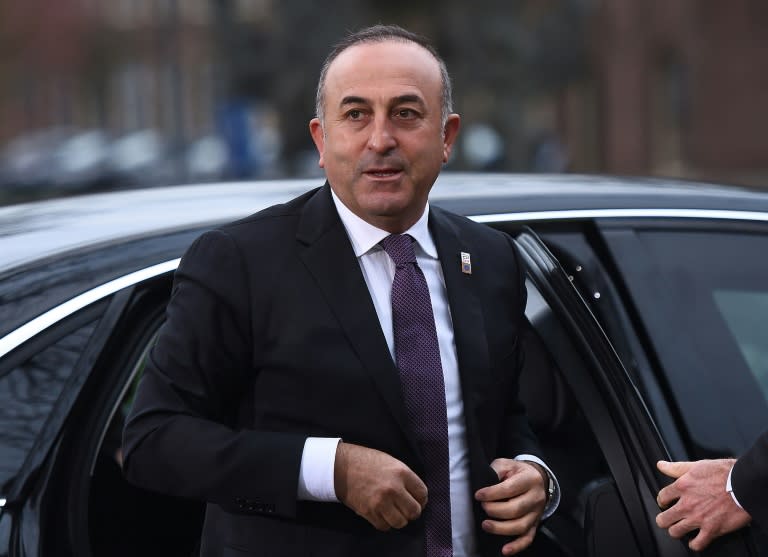 Turkey's Foreign Minister Mevlut Cavusoglu arrives to take part in a EU foreign ministers meeting in Amsterdam, on February 6, 2016