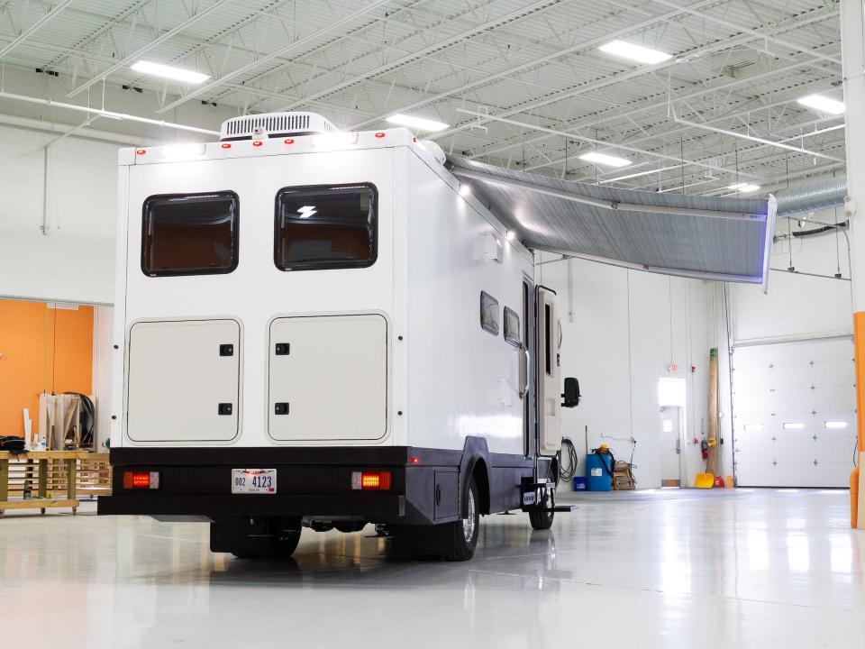 The Asteroid of Happiness B Box RV in a factory