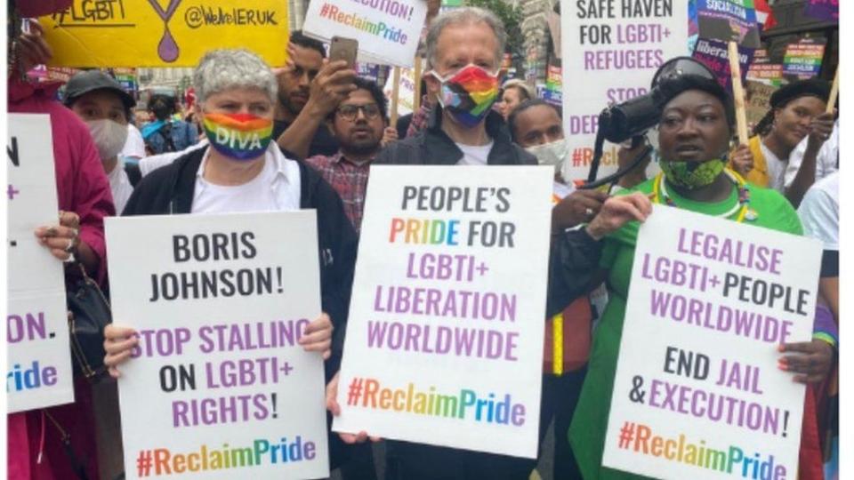 Thousands of LGBTI+ campaigners marched through London in the UK’s first-ever Reclaim Pride march (July 2021). (Peter Tatchell Foundation)