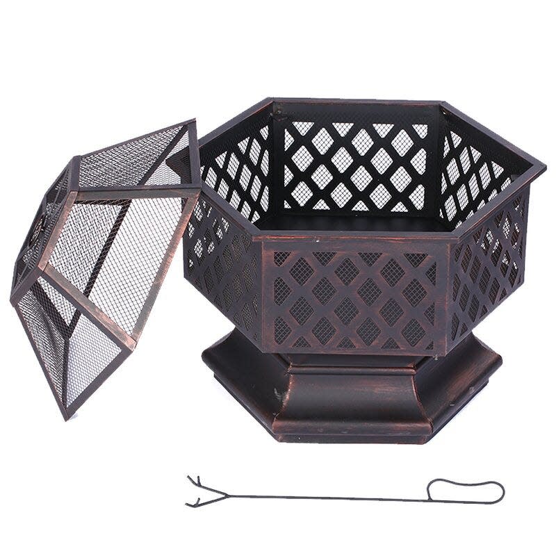 3) Iron Wood-Burning Outdoor Fire Pit