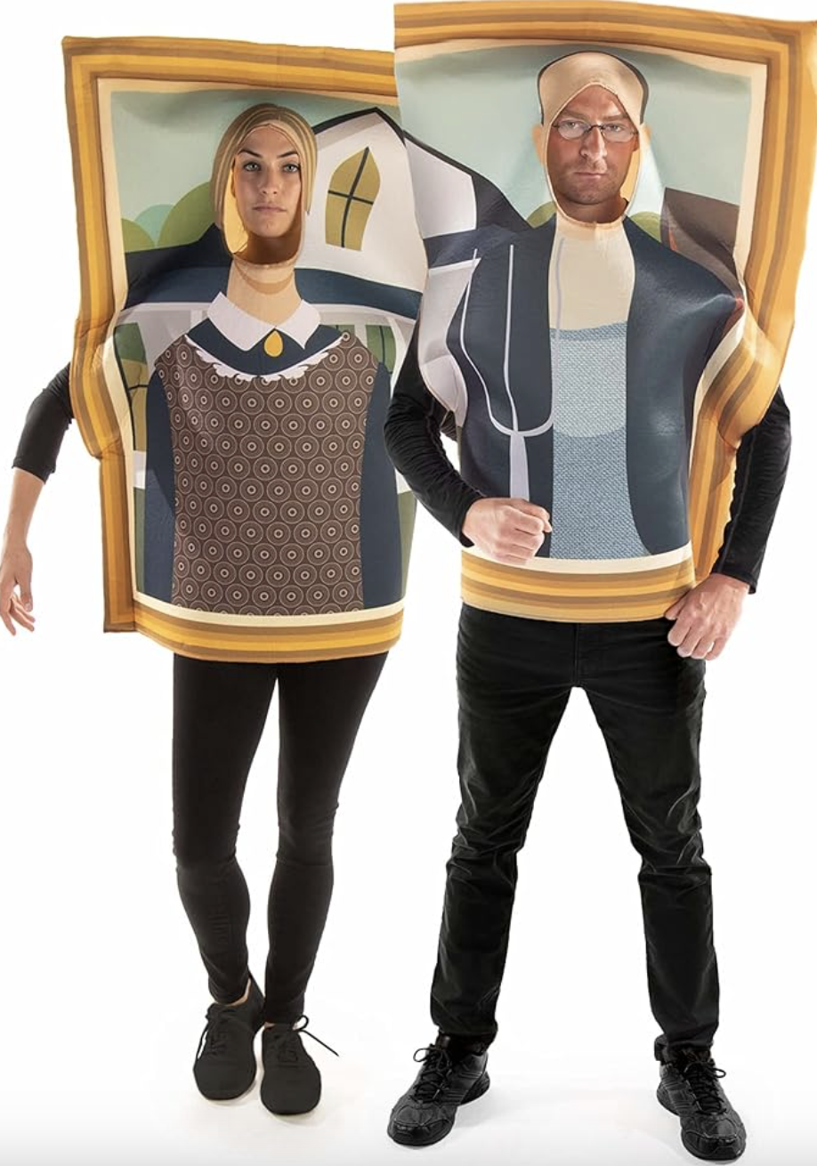 couple wearing painting halloween costume, Funny Famous Frame Painting Outfits for Adults (Photo via Amazon)
