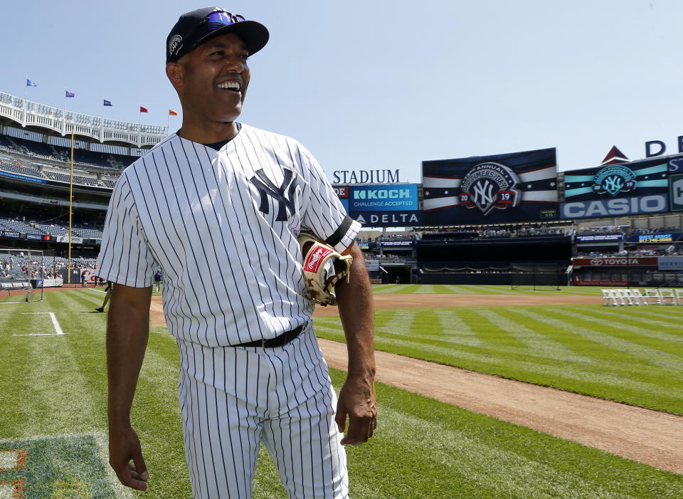 NEW YORK, NEW YORK - JUNE 23:   Former New York Yankee and 2019 Baseball Hall of Fame inductee Mariano Rivera walks on the field during the teams Old Timers Day prior to a game between the Yankees and the Houston Astros  at Yankee Stadium on June 23, 2019 in New York City. (Photo by Jim McIsaac/Getty Images)