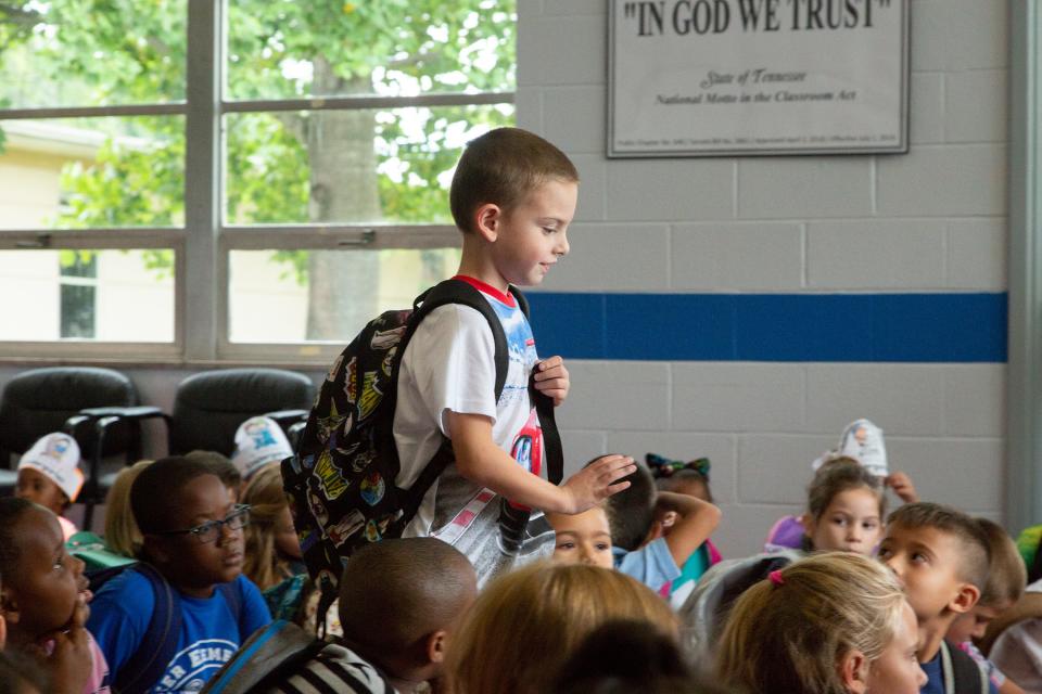 A student at J.R. Baker Elementary School in Columbia is dismissed for the day at the end of the first day of classes for the 2018-19 academic year on Wednesday, Aug. 1, 2018.