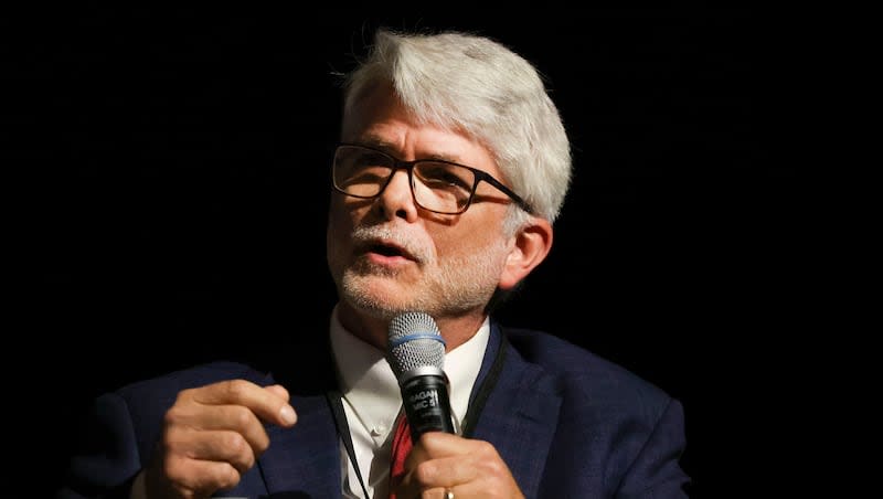 David Gattie, associate professor of engineering at the University of Georgia, speaks at the second annual Conservative Climate Summit at Utah Valley University in Orem on Friday, Sept. 8, 2023.