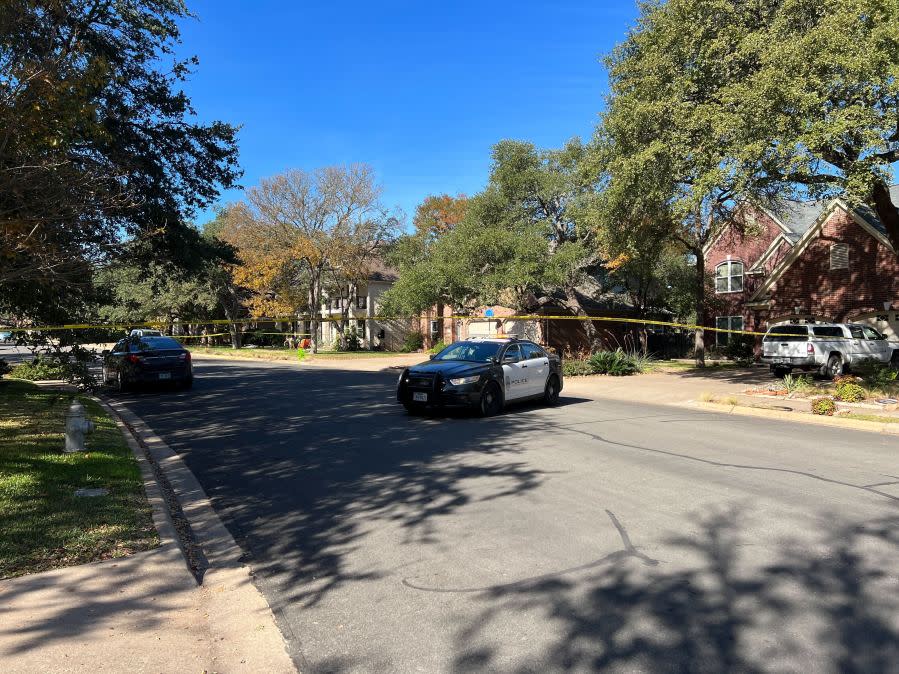 Austin Police investigating the scene on Dec. 6, 2023, the day after a shooting on Austral Loop in southwest Austin. (KXAN Photo Todd Bailey)