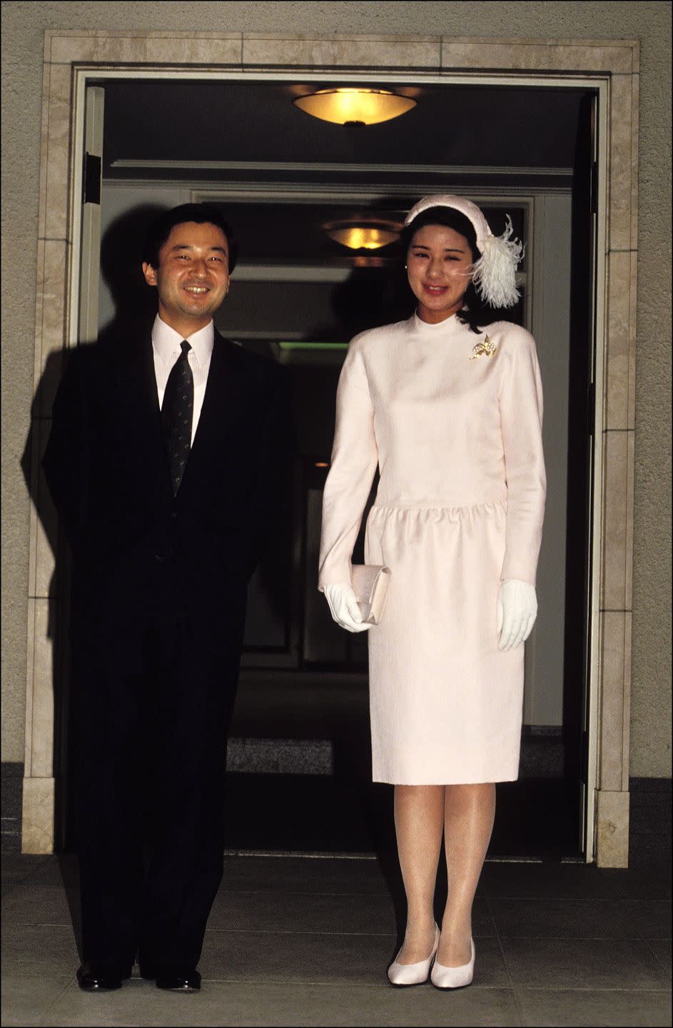 prince naruhito and masako owada at togu palace in tokyo, japan on april 28, 1993