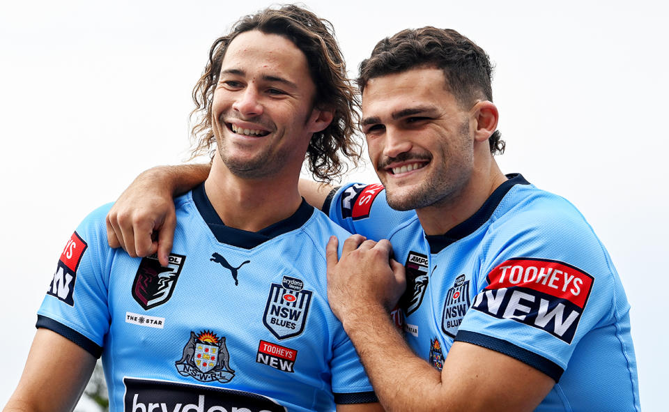 Nicho Hynes and Nathan Cleary, pictured here in NSW State of Origin camp in 2022.