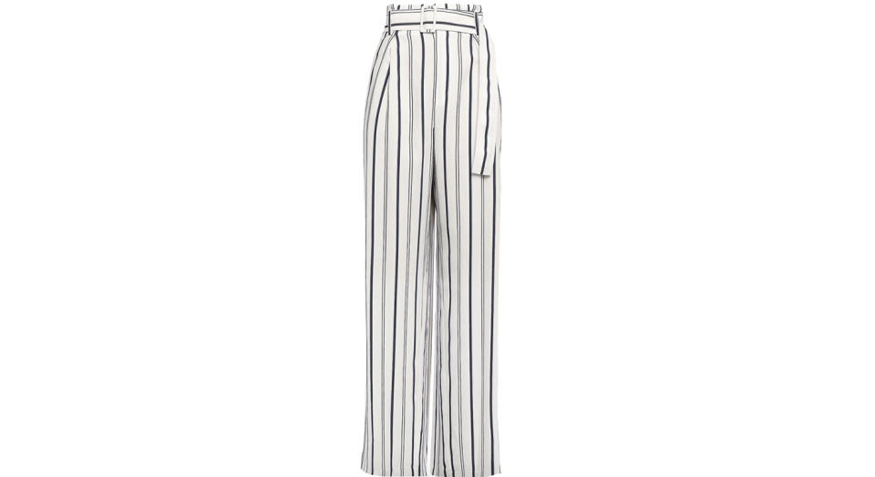 VINCE. Belted striped twill wide-leg pants