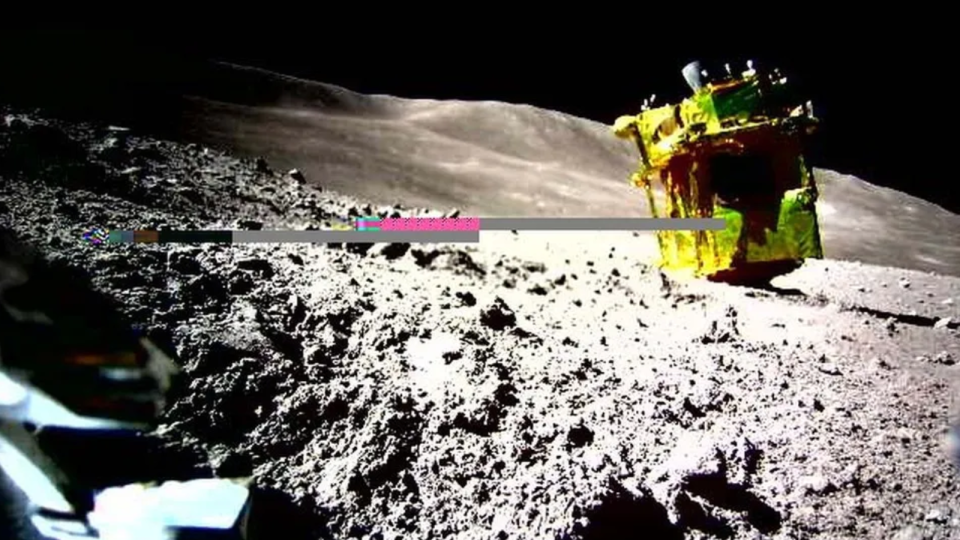 SMART as seen by LEV-2 on the moon after landing on its nose