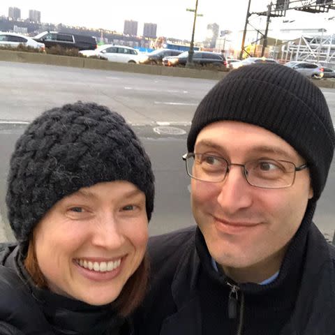 <p>Ellie Kemper Instagram</p> Ellie Kemper and her husband Michael Komen take a selfie.