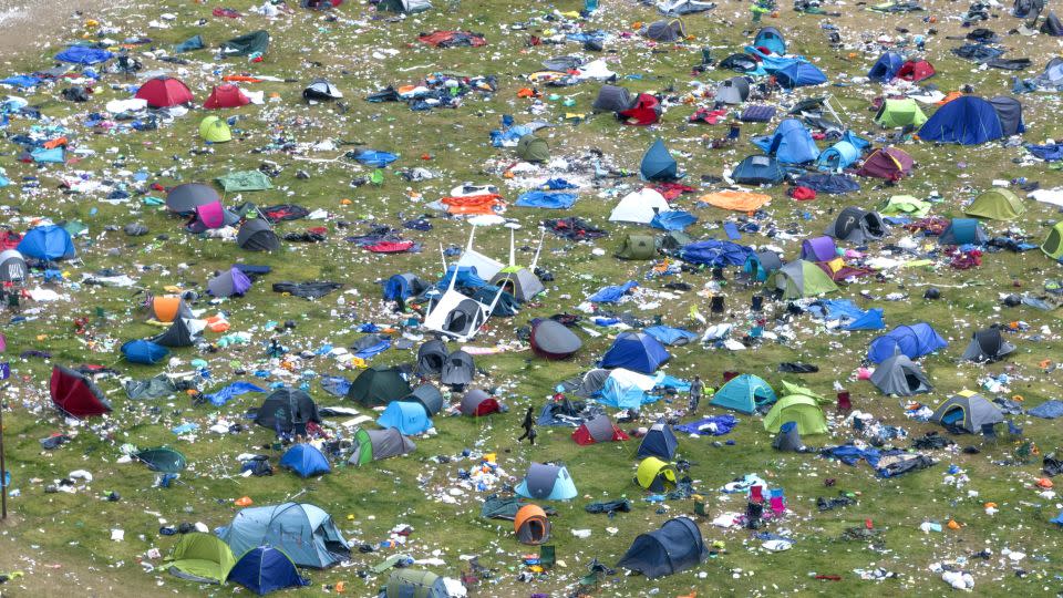 An aerial view of the Reading Festival camping site on August 29, 2022 in Reading, England. Similar scenes were repeated in 2023. - Chris Gorman/Getty Images
