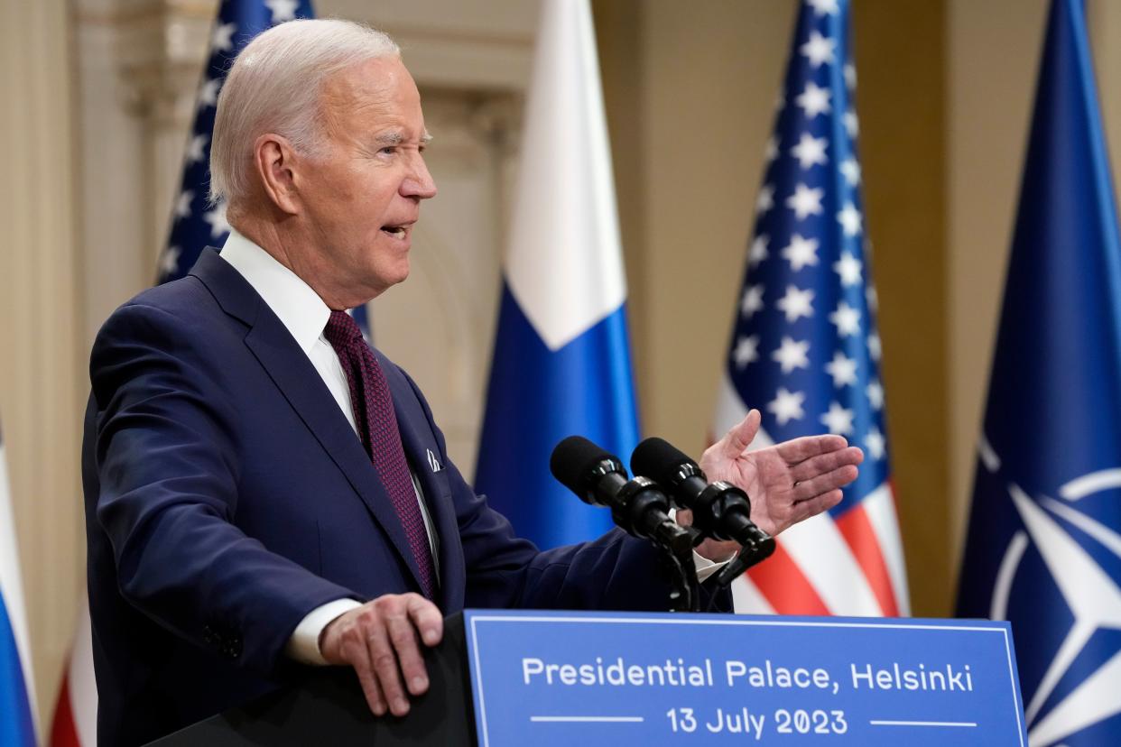 President Joe Biden gives a speech (AP)