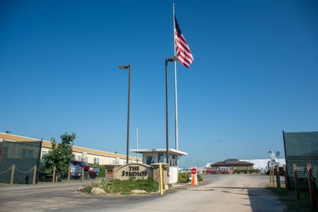 An entrance to the U.S. Department of Health and Human Services' unaccompanied minors migrant detention facility at Carrizo Springs