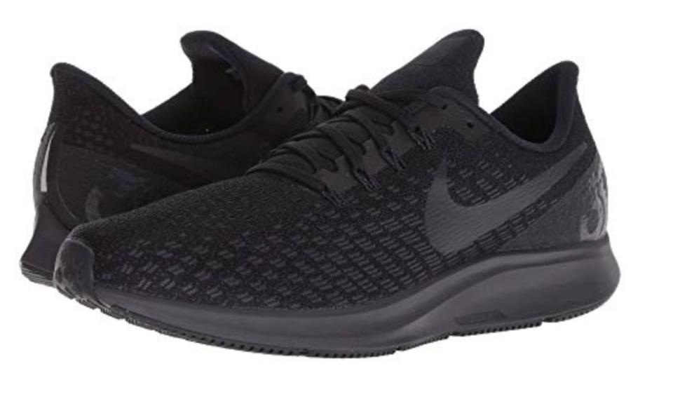 Get these <strong><a href="https://www.zappos.com/p/nike-air-zoom-pegasus-35-black-oil-grey-white/product/9012241/color/737216" target="_blank" rel="noopener noreferrer">Nike Air Zoom Pegasus here.﻿</a></strong>