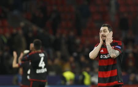 Football Soccer - Bayer Leverkusen v FC Barcelona - UEFA Champions League Group Stage - Group E - BayArena, Leverkusen, Germany - 09/12/15 Bayer Leverkusen's Roberto Hilbert reacts after the match. REUTERS/Ina Fassbender