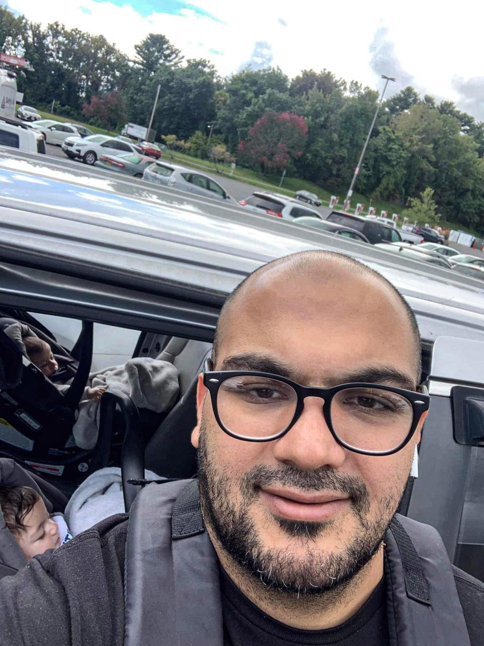 Sabeeh Alalkawi seen with his twin sons in a family photo. Alalkawi was killed in February 2023 when Troy police Officer Justin Byrnes, responding to a 911 call, sped through a red light and crashed into the man's sedan. Alalkawi was working as a pizza delivery driver that night.