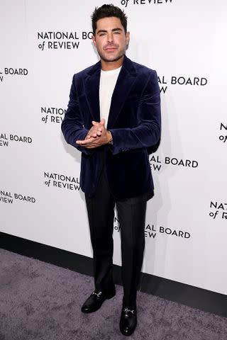 <p> Jamie McCarthy/Getty</p> Zac Efron, National Board Of Review 2024 Awards Gala at Cipriani 42nd Street