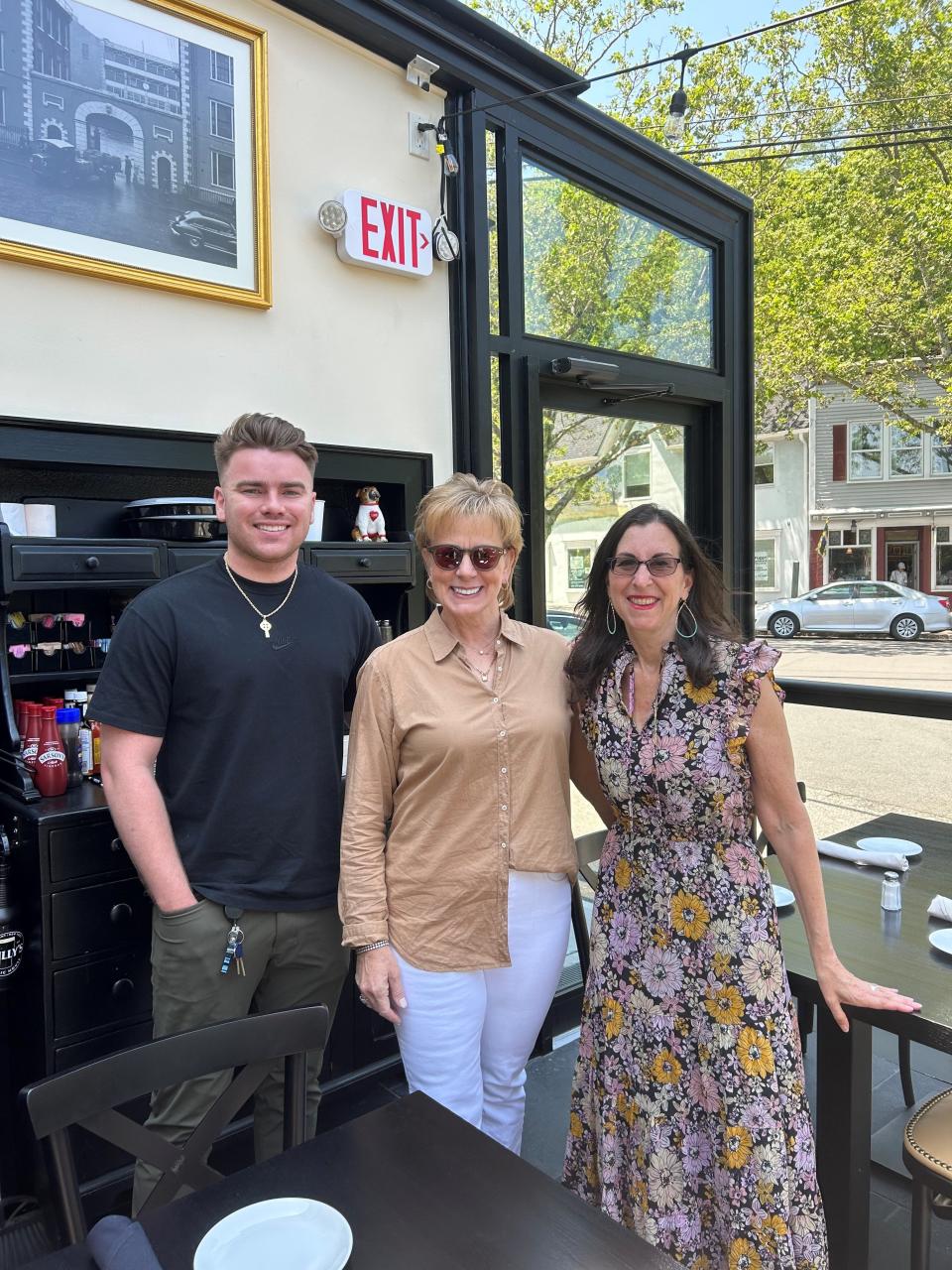 Lohud Food & Dining Reporter Jeanne Muchnick, far right, with Reilly's Public House Owners Anne Reilly, center, and Kevin Reilly, left. The restaurant is in Piermont, NY. Photographed June 2023