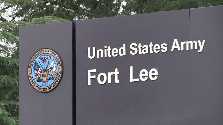 The sign at the Lee Gate on Fort Lee in Prince George, Va. is shown in this undated file photo.