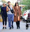 <p>Yolanda Hadid joins son Anwar and his girlfriend Dua Lipa for a walk in New York City on Sept. 21. </p>