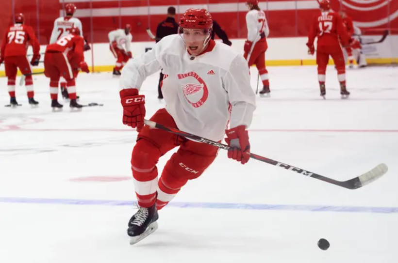 A brutal hit-from-behind that knocked out Detroit prospect Jared McIsaac headlined a complete gongshow of a rookie game between the Wings and Jackets. (Photo via David Guralnick, Detroit News)