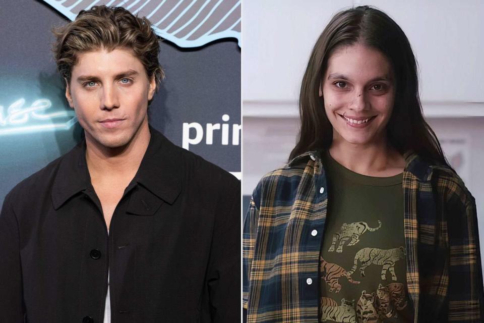 <p>Jeff Spicer/WireImage, Everett </p> Lukas Gage in Lodon on March 14, 2024; Caitlin Stasey in 2022