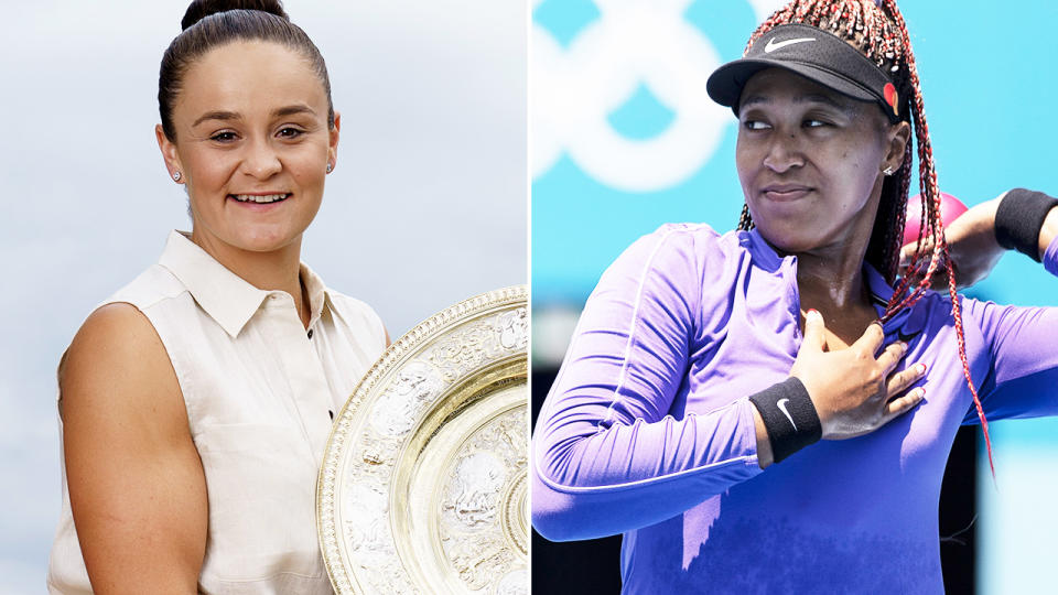 Naomi Osaka and Ash Barty, pictured here in the lead-up to the Tokyo Olympics.