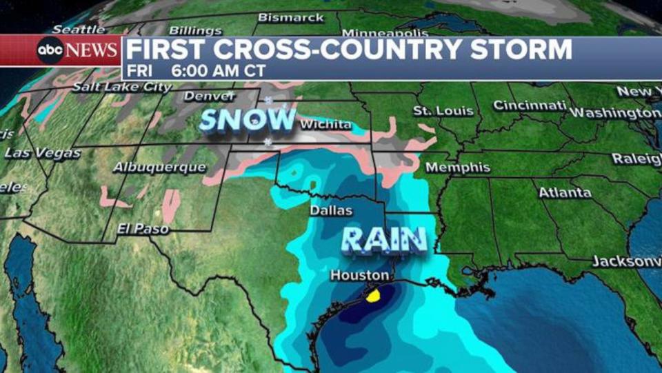 PHOTO: First Cross Country Storm - Fri 6AM Map (ABC News)