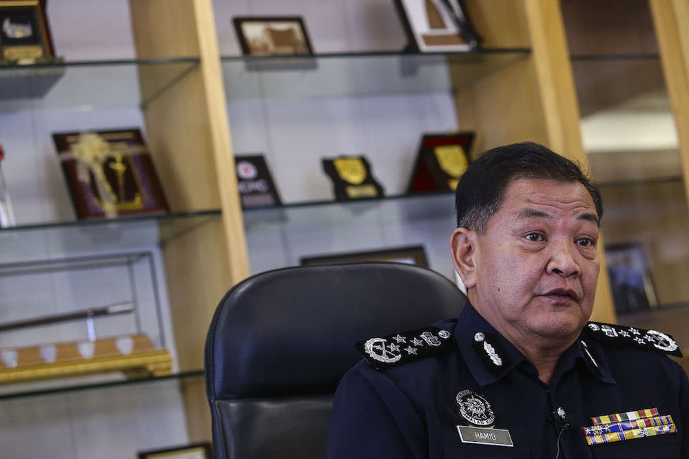 Inspector-General of Police Datuk Seri Abdul Hamid Bador answers questions during an interview with Malay Mail at his office in Bukit Aman Kuala Lumpur July 17, 2019. — Pictures by Hari Anggara