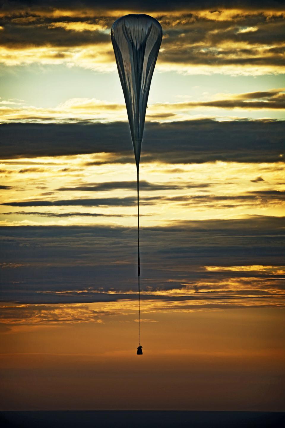 The balloon lifts up during the second manned test flight for Red Bull Stratos in Roswell, New Mexico, USA on July 25, 2012.Â  (Photo courtesy Red Bull Stratos)