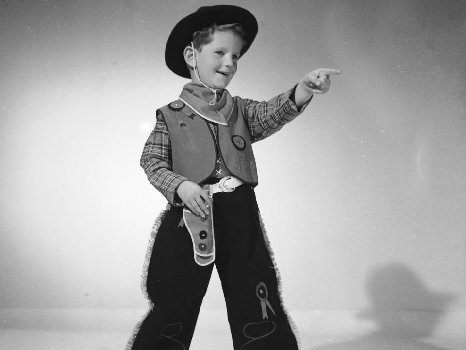 Vintage cowboy Halloween costume in black and white