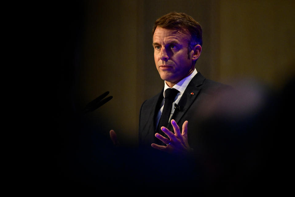 French President Emmanuel Macron speaks during the 