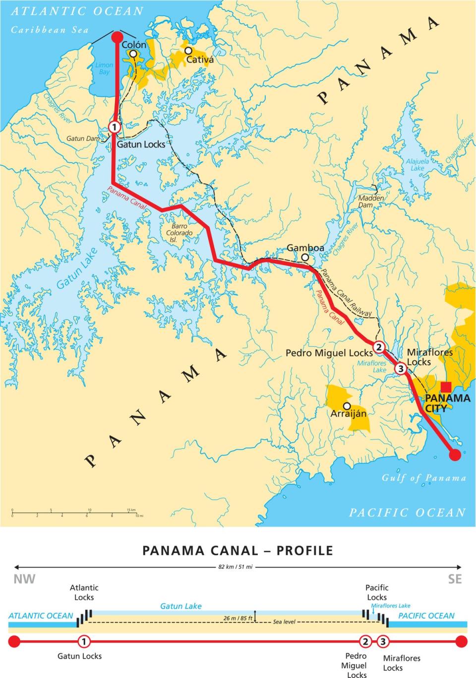 Map of the Panama Canal  shipping route (Alamy Stock Vector)