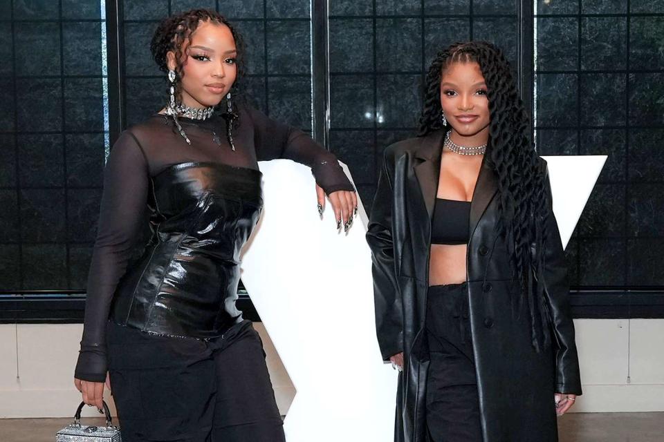 <p>Gonzalo Marroquin/Getty Images</p> Chloe and Halle Bailey attend the Chloe x Halle and VS PINK collection launch