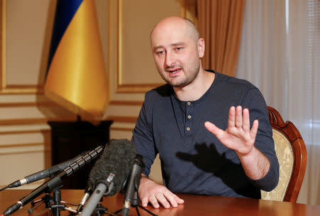 Russian dissident journalist Arkady Babchenko speaks during an interview with foreign media in Kiev, Ukraine May 31, 2018. REUTERS/Valentyn Ogirenko